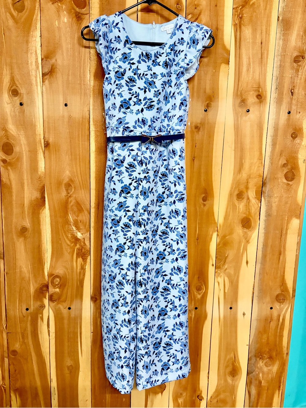 Girl’s Blue Flower Jumpsuit